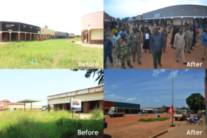 Wudu town of KajoKeji County before and after the 2016 conflict [Photos by Denis Logonyi] 